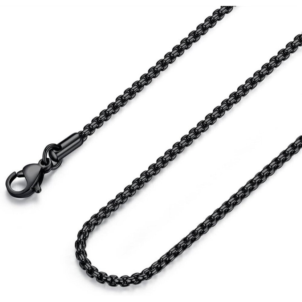 Unisex 2mm wide-stainless steel Stainless Steel Black Rolo Cable Chain Necklace